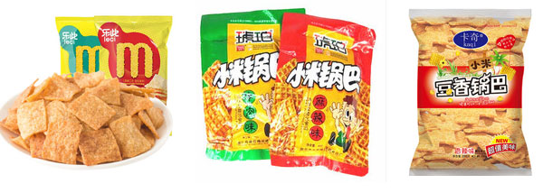 >小米鍋巴食品包裝生產線-全自動小米鍋巴包裝機設備生產樣品圖