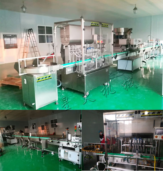 >星火機械的芝麻醬灌裝生產(chǎn)線實拍圖