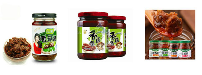香菇醬灌裝生產(chǎn)線,全自動香菇醬灌裝流水線生產(chǎn)樣品圖