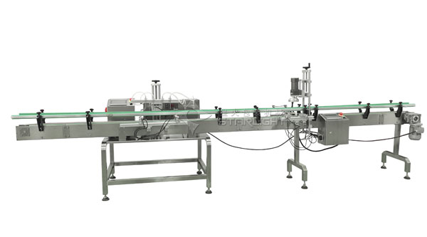 四頭磁力泵灌裝生產線,小型液體灌裝旋蓋生產線